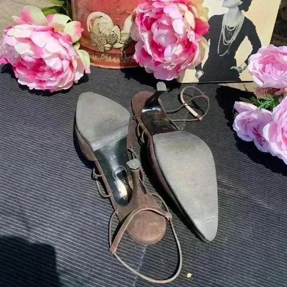 Chanel Brown Suede Heels Size 8 - Picture 5 of 8